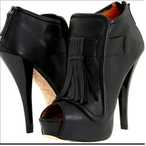 L.A.M.B. — Nathan Fringe Platform Ankle Booties